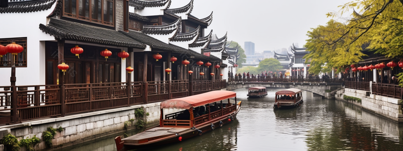 中国元素徽派古建筑画舫江南水乡旅游胜地摄影图,高清,摄影图,摄影图片,图片大全,摄影图免费下载